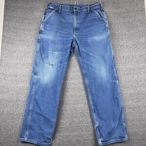 Carhartt‎ FR Jeans Mens 38x34 Blue Carpenter Dungaree Fit FRC Flame Resistant